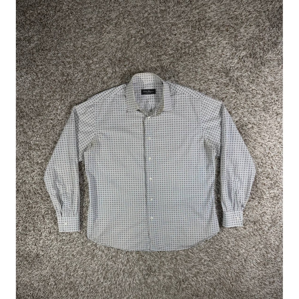 Salvatore Ferragamo Derby Fit Over Print Logo Button Down Shirt Men's Size 2XL